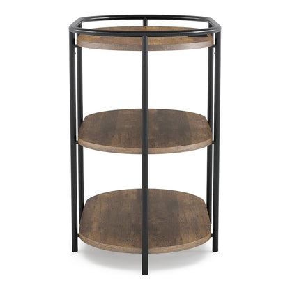 Preton Rustic Metal Side Table with USB Ports in Matte Black
