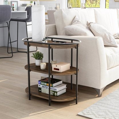 Preton Rustic Metal Side Table with USB Ports in Matte Black