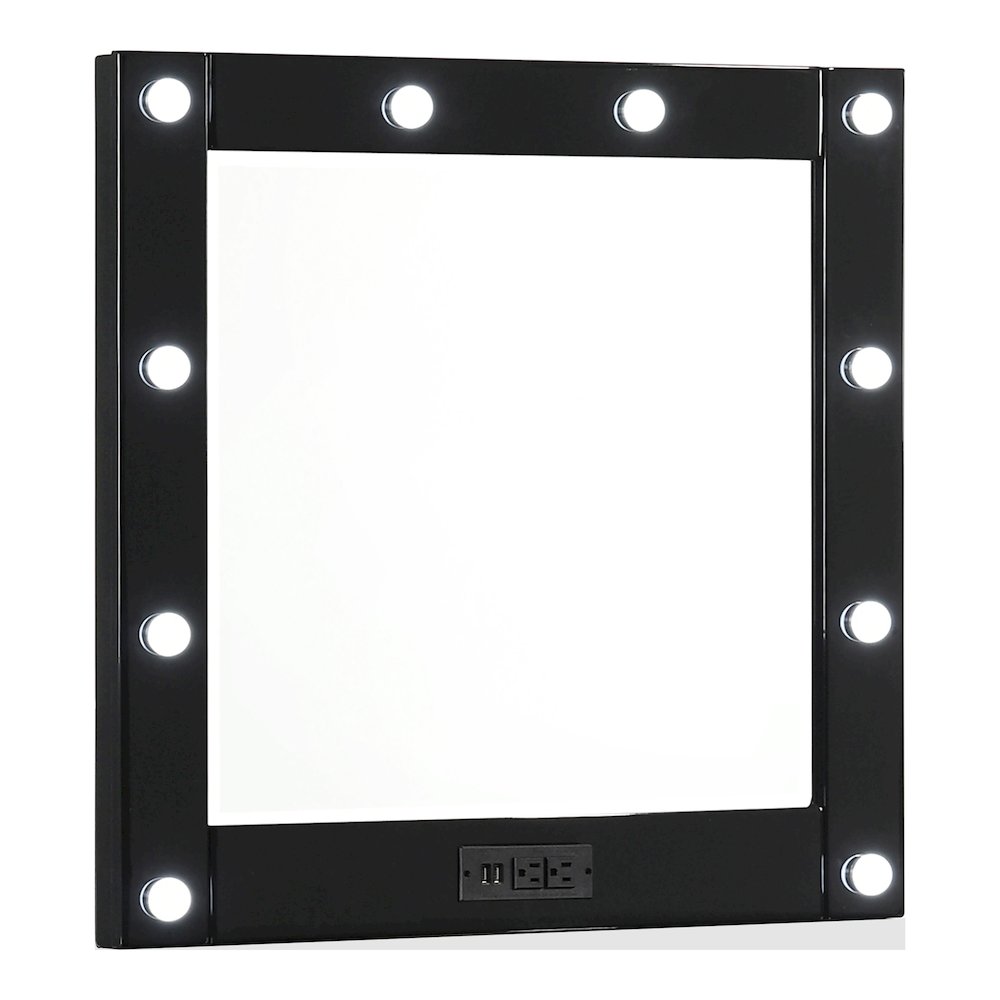 Lita Contemporary Wood Vanity Mirror with Bulbs