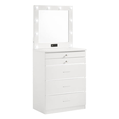 Lita Contemporary Wood Vanity Chest with Mirror