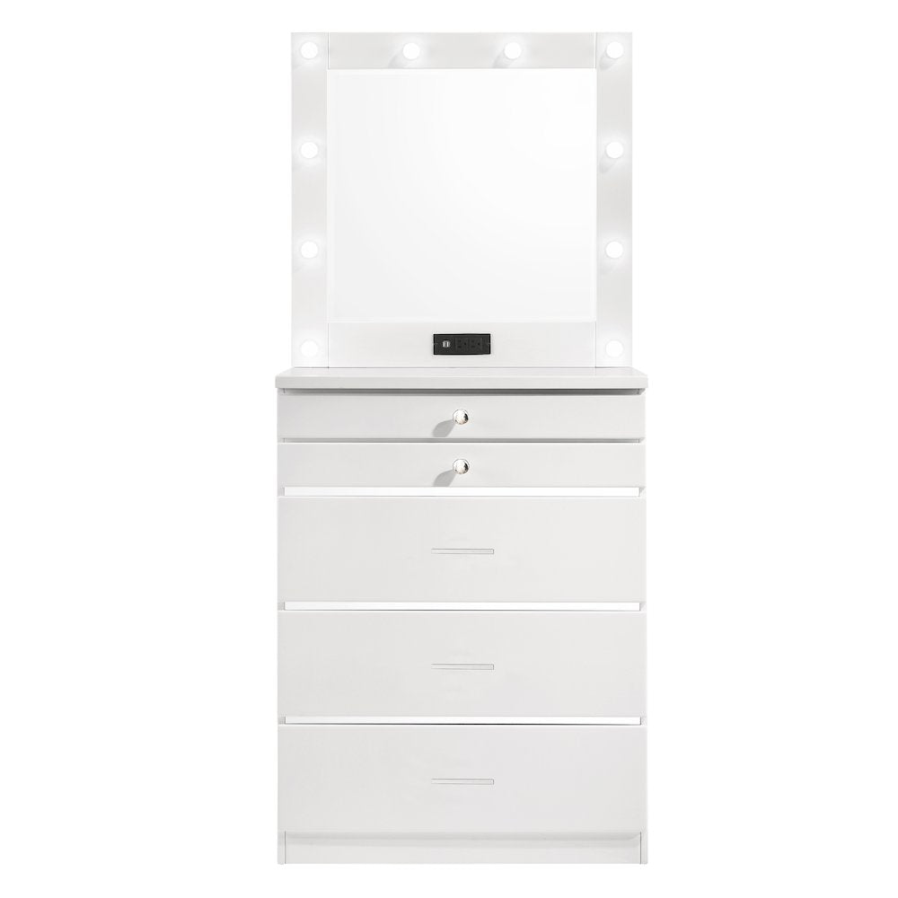 Lita Contemporary Wood Vanity Chest with Mirror