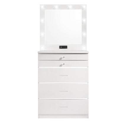 Lita Contemporary Wood Vanity Chest with Mirror