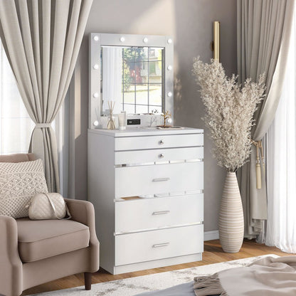 Lita Contemporary Wood Vanity Chest with Mirror