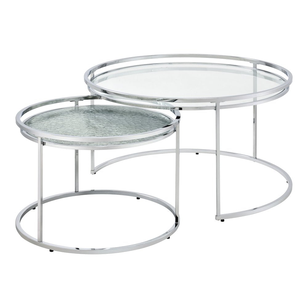 Vroma Metal Glass Top 2-Piece Nesting Table Set