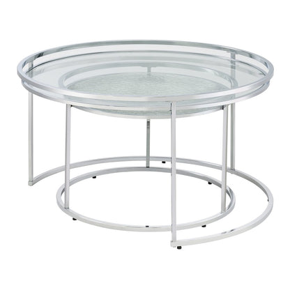 Vroma Metal Glass Top 2-Piece Nesting Table Set
