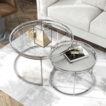 Vroma Metal Glass Top 2-Piece Nesting Table Set
