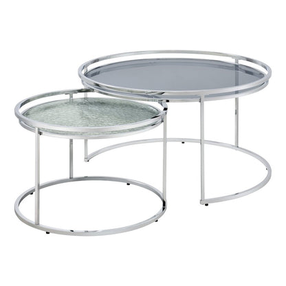 Vroma Metal Glass Top 2-Piece Nesting Table Set
