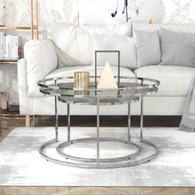 Vroma Metal Glass Top 2-Piece Nesting Table Set