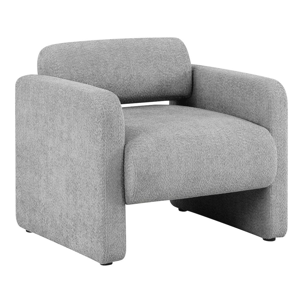 Luna Boucle Fabric Armchair with Rounded Corners