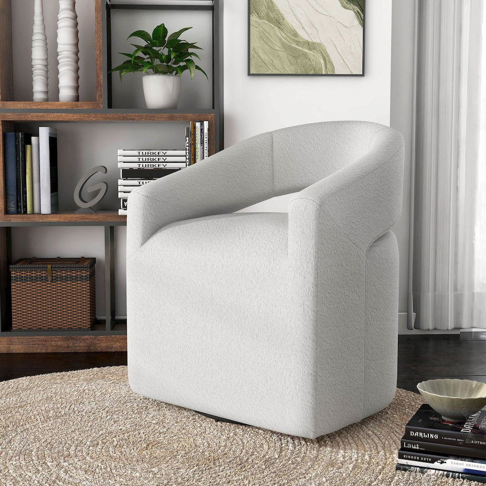 Tess Fabric Armchair with Curved Armrests