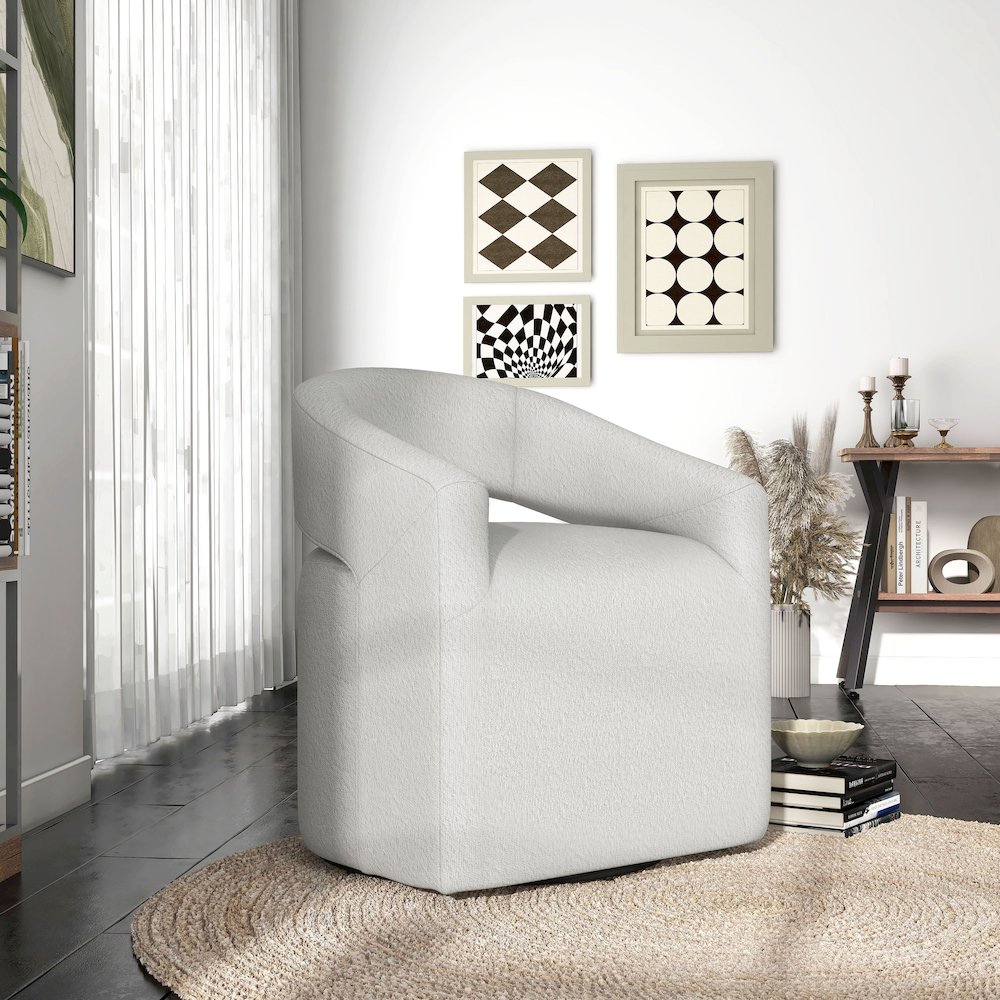 Tess Fabric Armchair with Curved Armrests