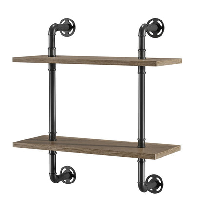 Hollis Industrial Wood Wall Display Shelf in Natural