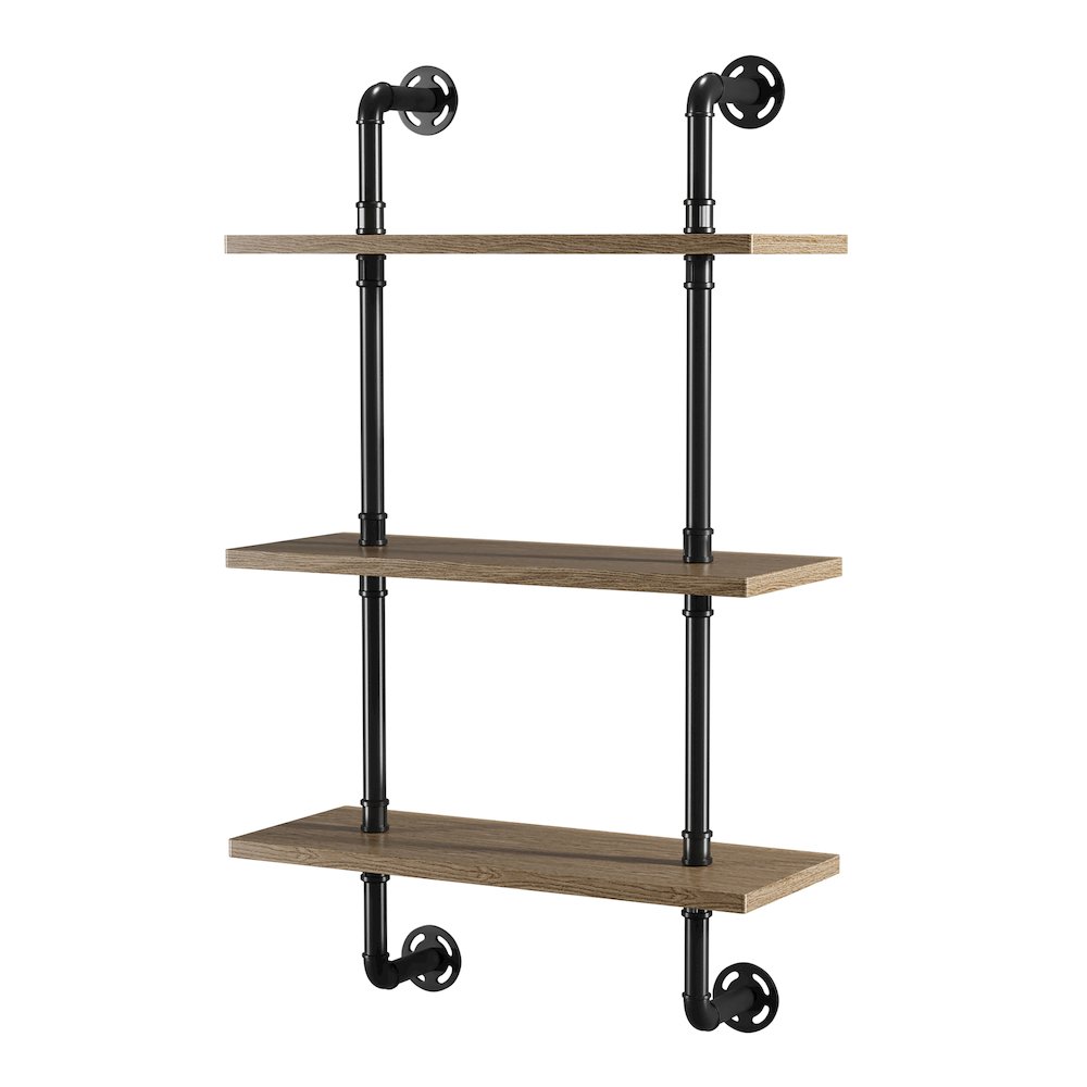 Hollis Industrial Wood Wall Display Shelf in Natural