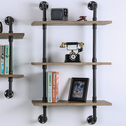 Hollis Industrial Wood Wall Display Shelf in Natural