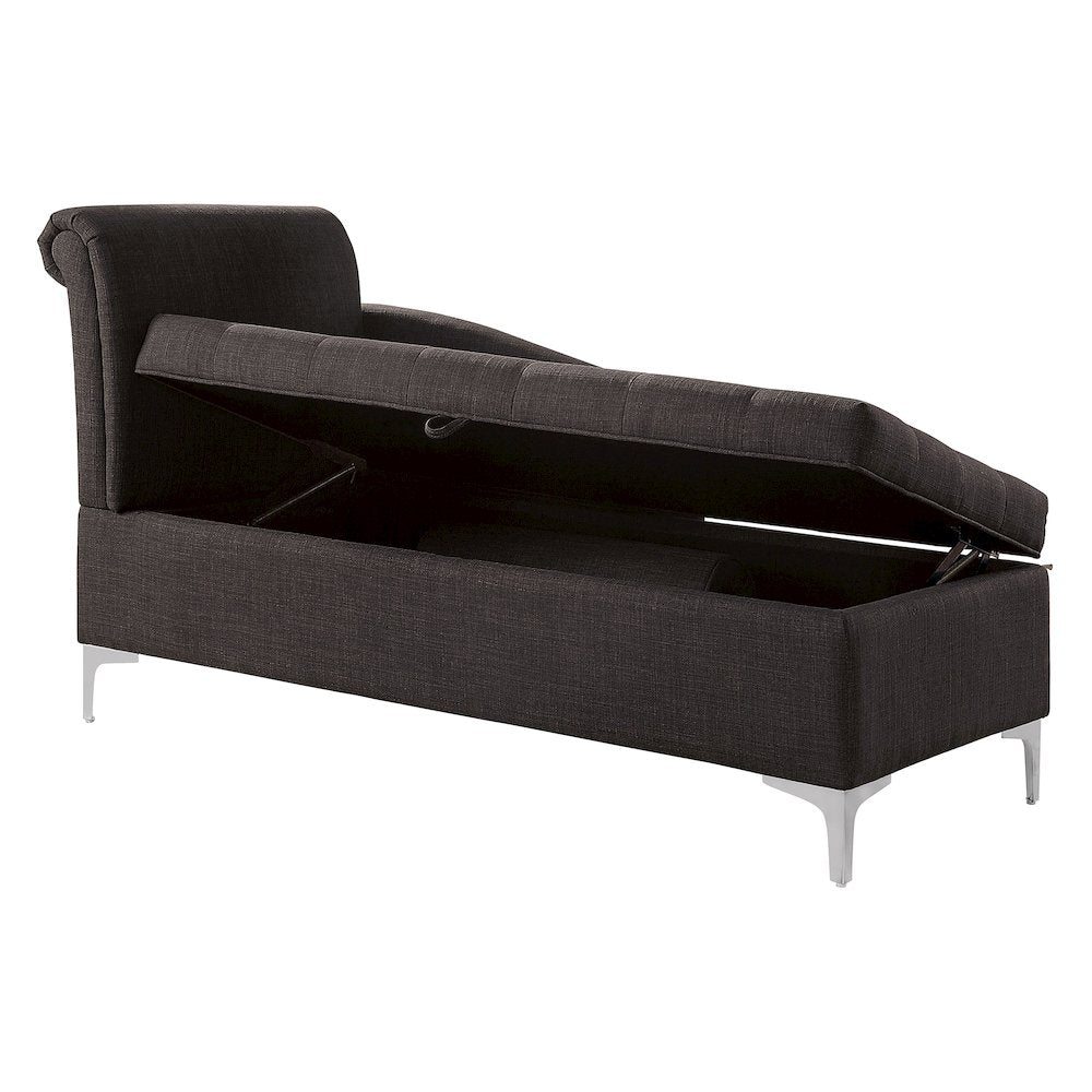 Horsh Contemporary Fabric Storage Chaise in Gray