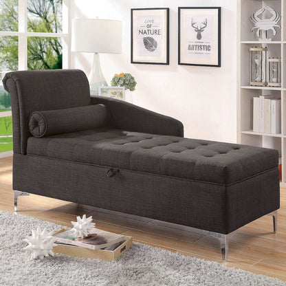 Horsh Contemporary Fabric Storage Chaise in Gray