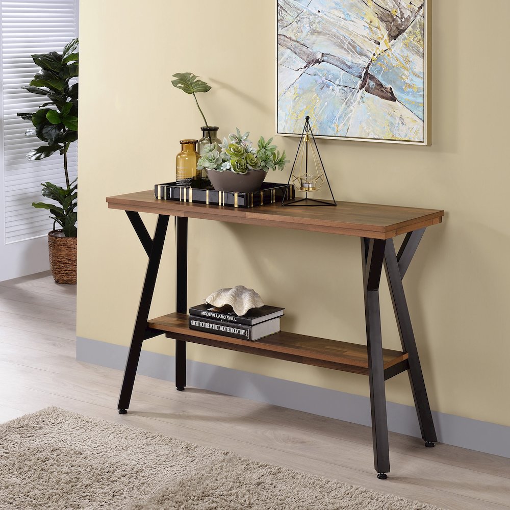 Horford Wood 1-Shelf Console Table in Matte Black