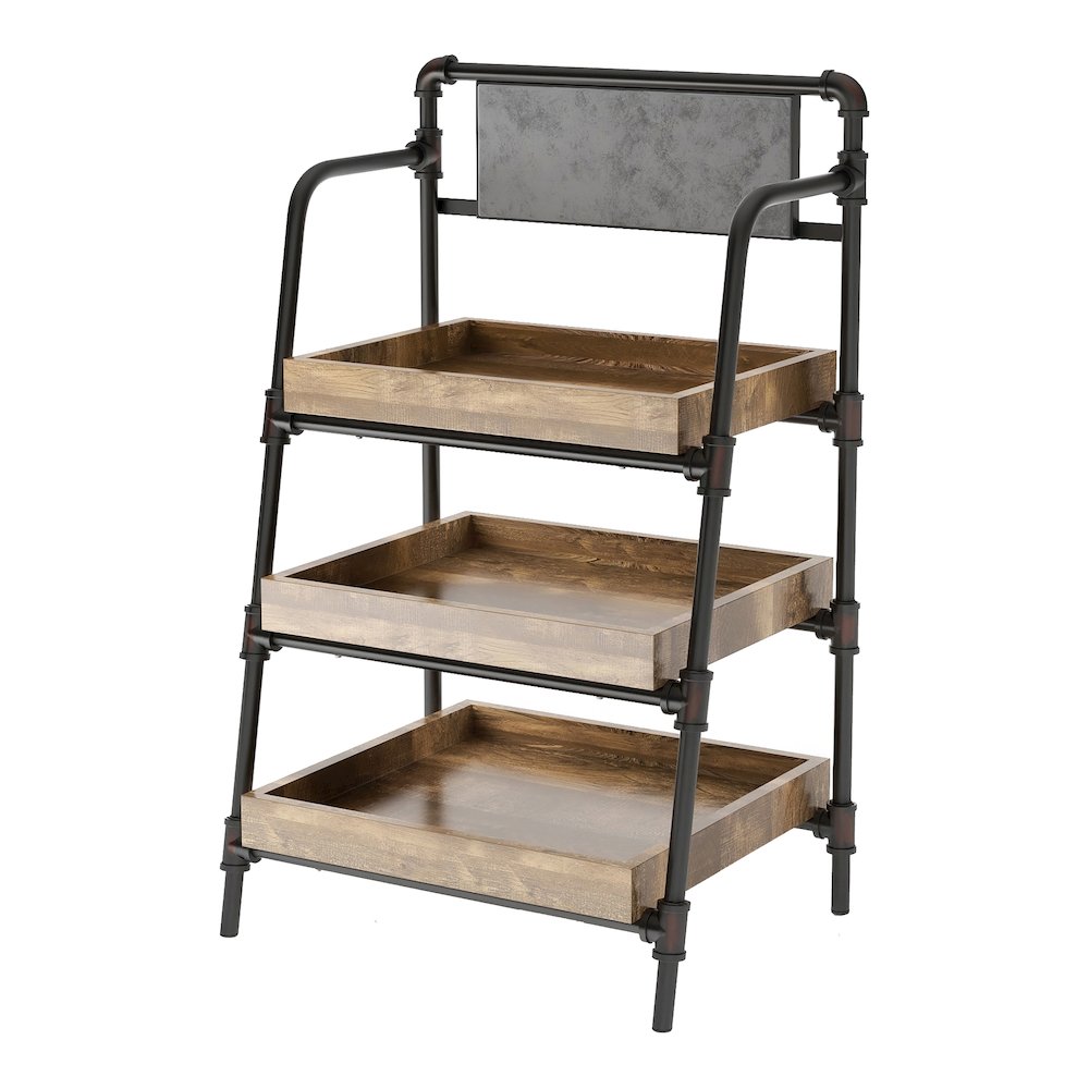 Kernel Industrial Metal 3-Shelf Bookcase in Sand Black