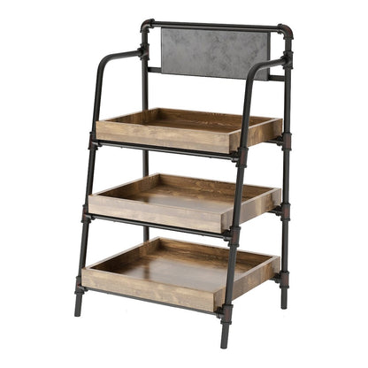 Kernel Industrial Metal 3-Shelf Bookcase in Sand Black