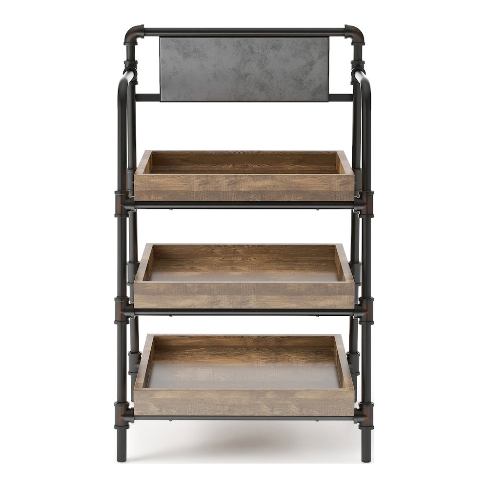 Kernel Industrial Metal 3-Shelf Bookcase in Sand Black