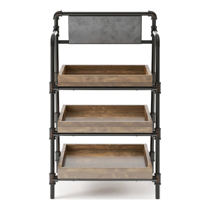 Kernel Industrial Metal 3-Shelf Bookcase in Sand Black