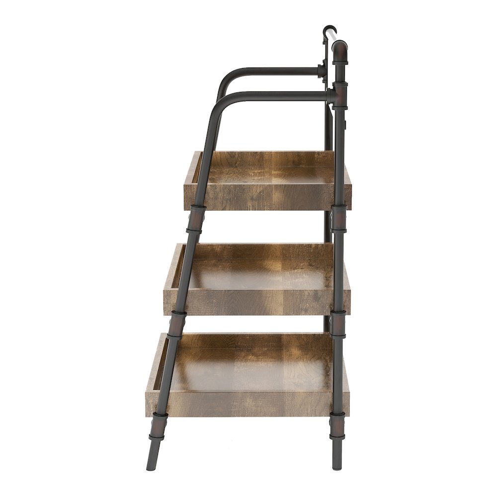 Kernel Industrial Metal 3-Shelf Bookcase in Sand Black