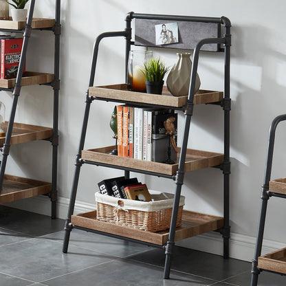 Kernel Industrial Metal 3-Shelf Bookcase in Sand Black