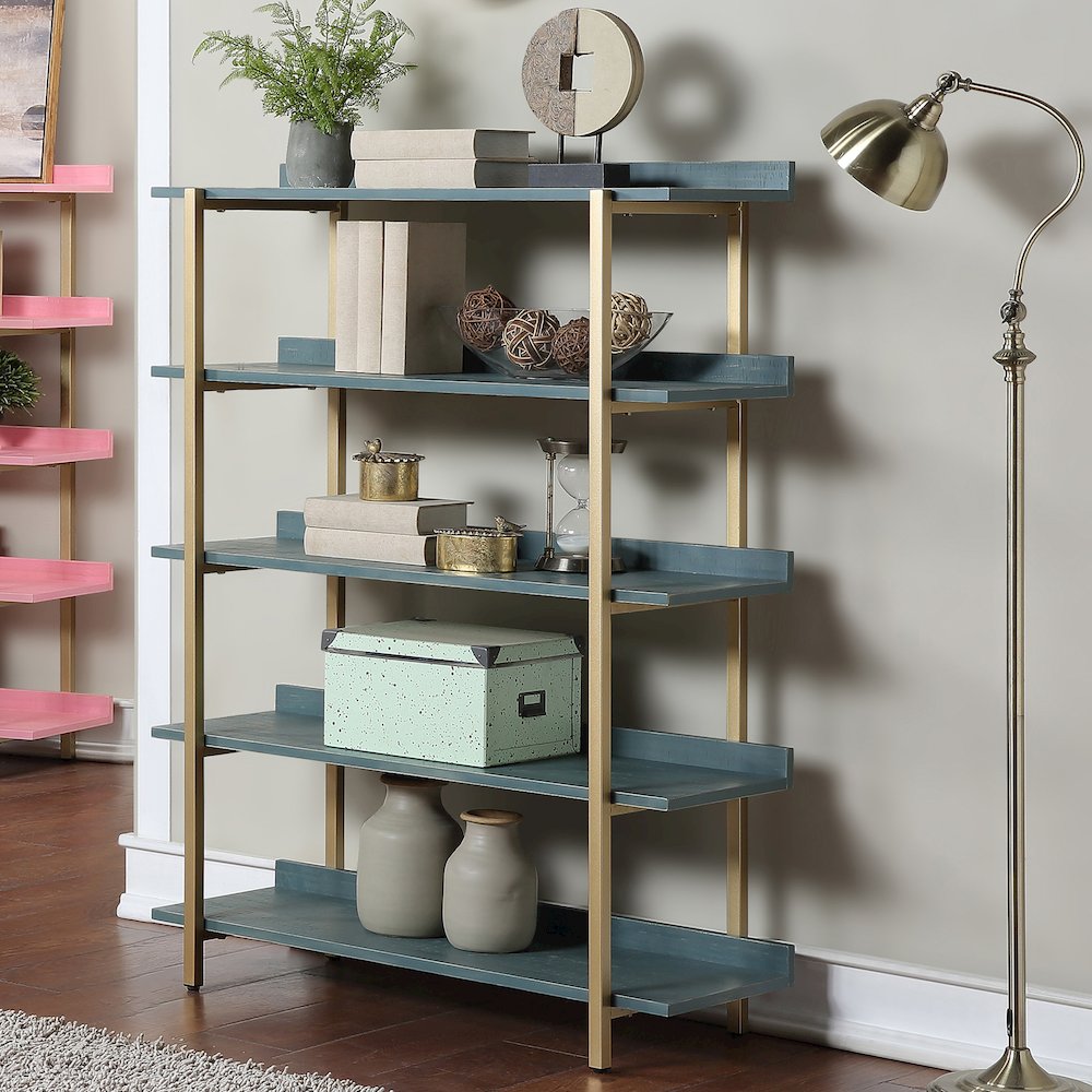 Teviot Modern Wood 5-Tier Bookshelf