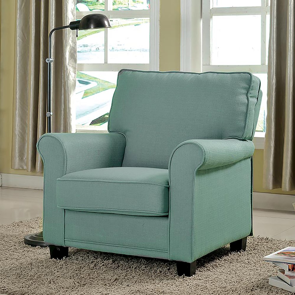 Prior Transitional Fabric Accent Chair in Blue