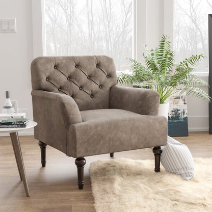 Leith Faux Leather Tufted Accent Chair