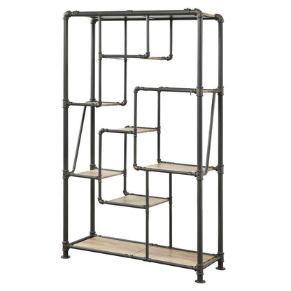Alvin Industrial Metal 8-Shelf Bookcase in Sand Black