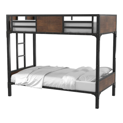 Baron Metal Twin over Twin Bunk Bed in Black