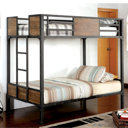 Baron Metal Twin over Twin Bunk Bed in Black