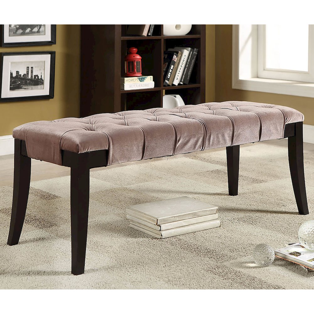 Dianne Contemporary Fabric Tufted Bench in Brown