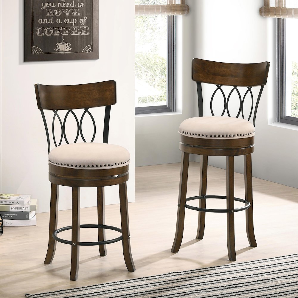 Beka Wood 29-inch Swivel Bar Stool (Set of 2)