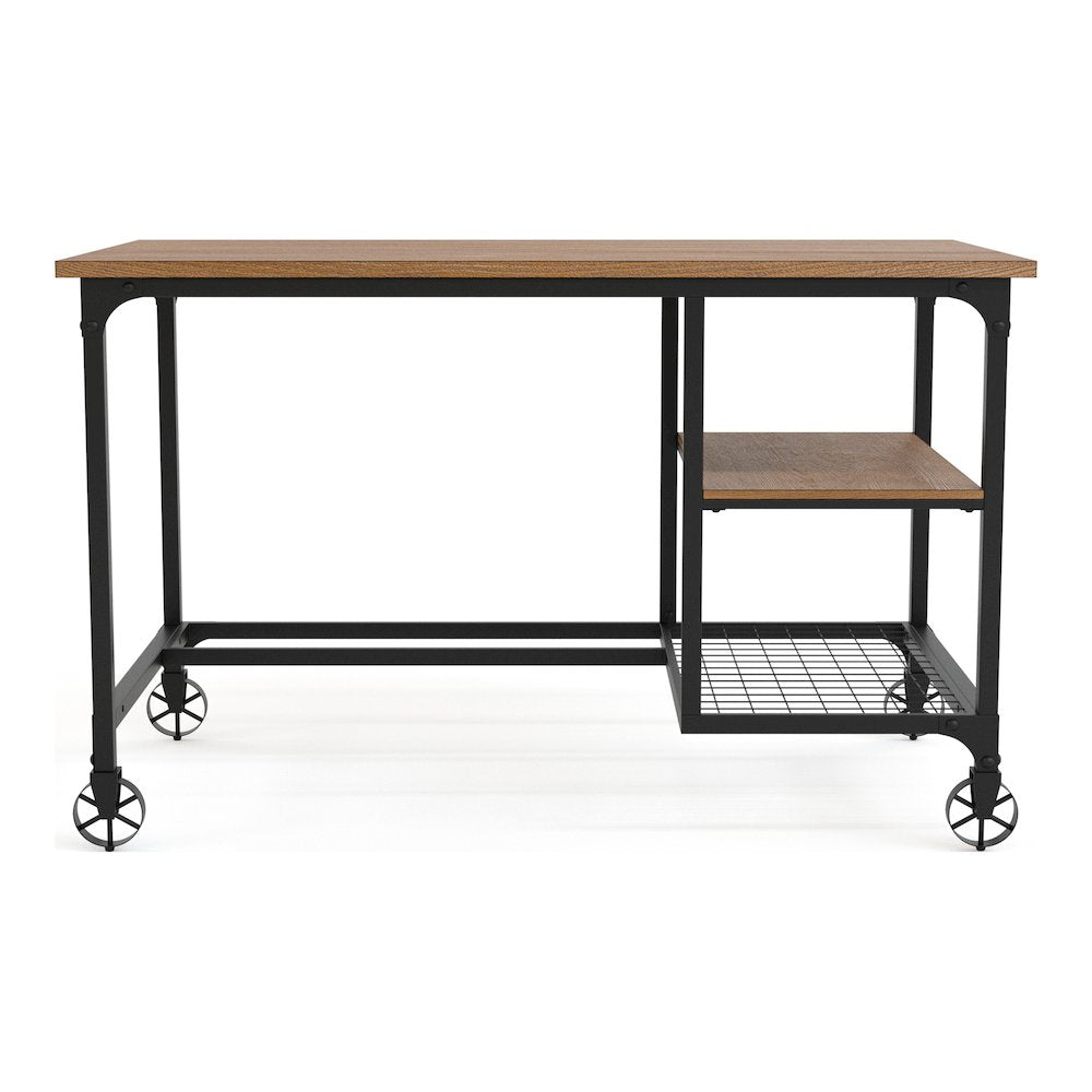 Amtex Metal Computer Desk with Casters in Antique Black