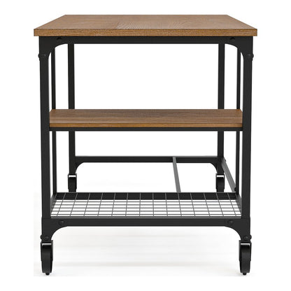 Amtex Metal Computer Desk with Casters in Antique Black