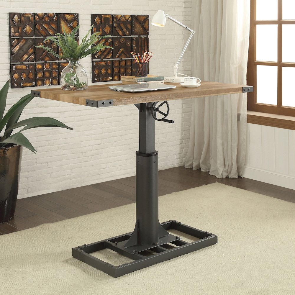 Ziaz Metal Adjustable Standing Desk with USB in Sand Black