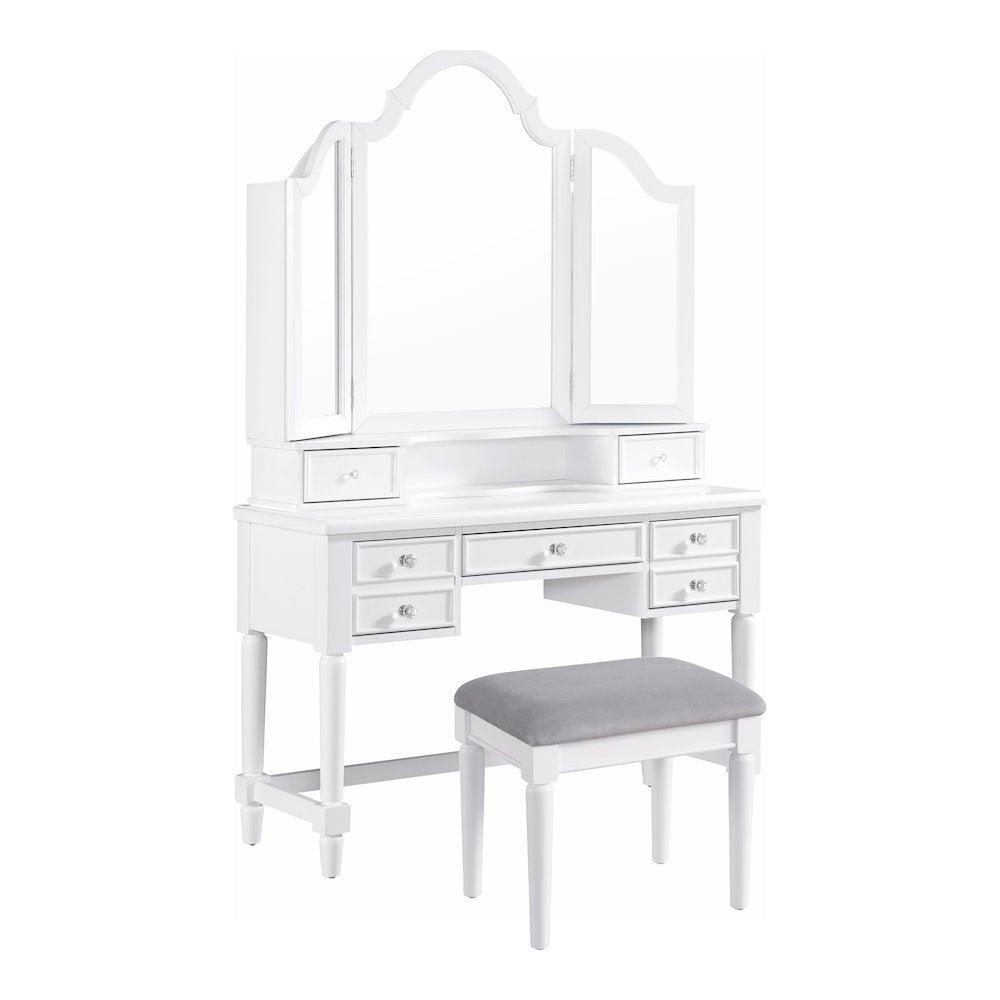 Estae Traditional 3-Piece Solid Wood Vanity Set in White