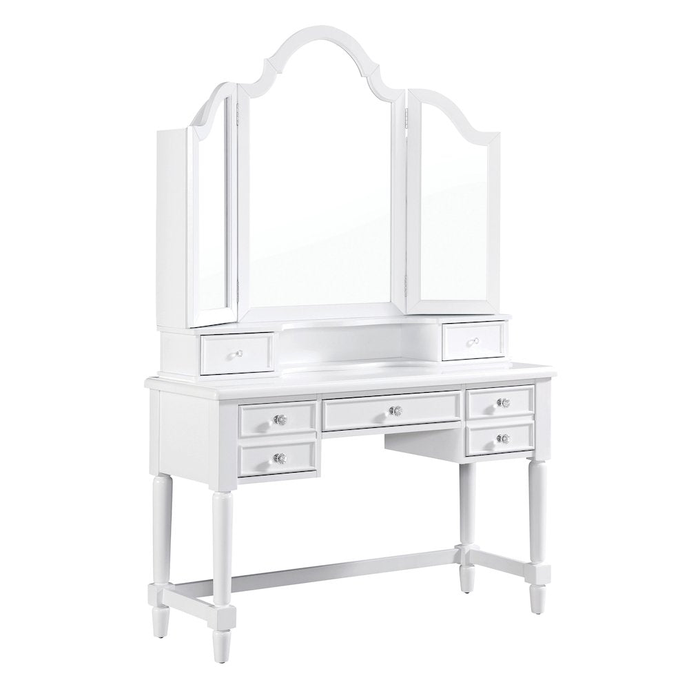 Estae Traditional 3-Piece Solid Wood Vanity Set in White