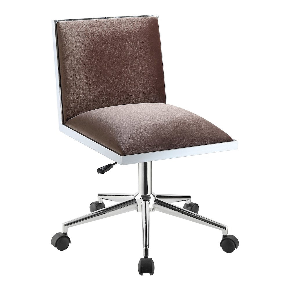 Bella Fabric Ergonomic Armless Office Chair in Brown