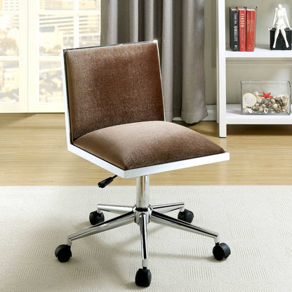Bella Fabric Ergonomic Armless Office Chair in Brown