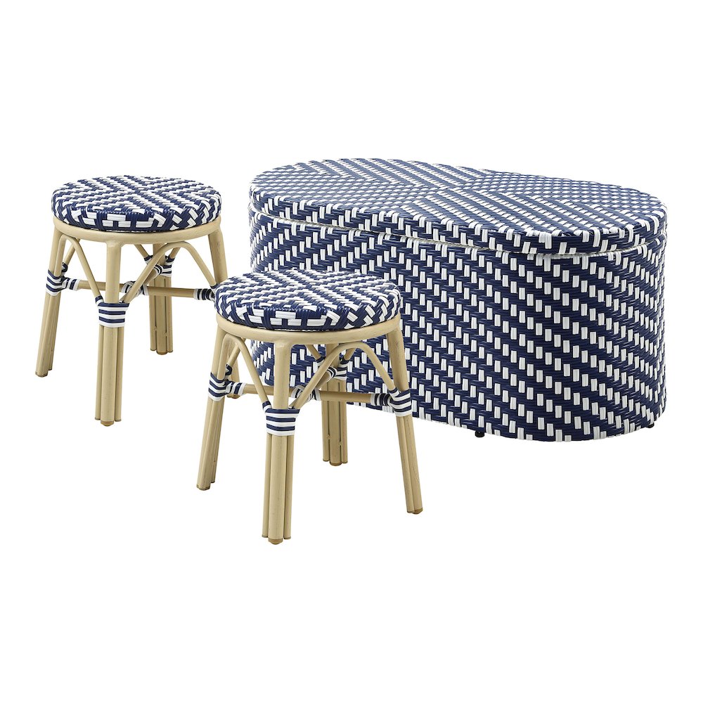 Pagler Aluminum 3pc Wicker Patio Coffee Table and Stool Set