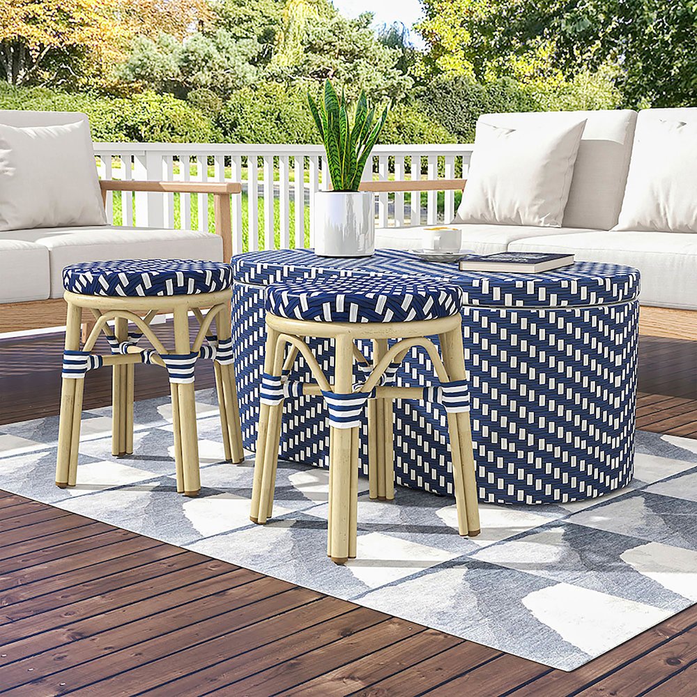 Pagler Aluminum 3pc Wicker Patio Coffee Table and Stool Set