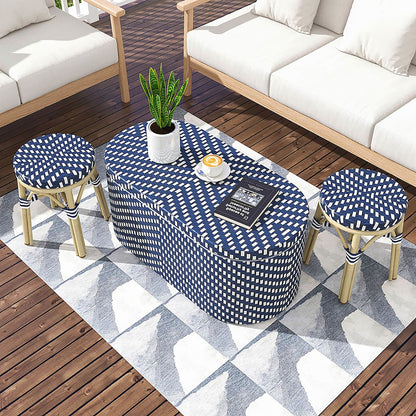 Pagler Aluminum 3pc Wicker Patio Coffee Table and Stool Set