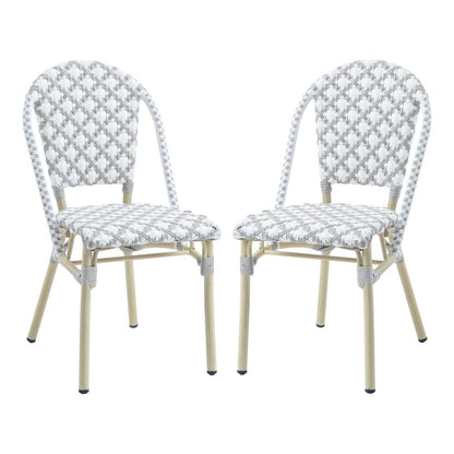 Misea Transitional Aluminum Woven Patio Chair (Set of 2)