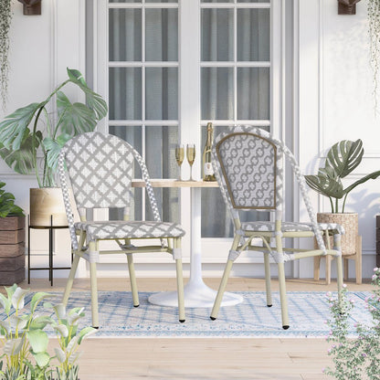 Misea Transitional Aluminum Woven Patio Chair (Set of 2)
