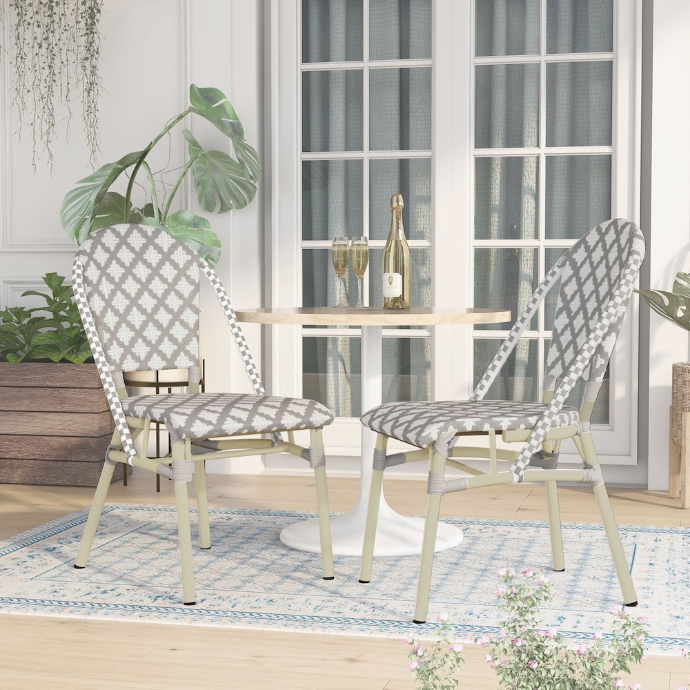 Misea Transitional Aluminum Woven Patio Chair (Set of 2)