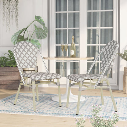 Misea Transitional Aluminum Woven Patio Chair (Set of 2)