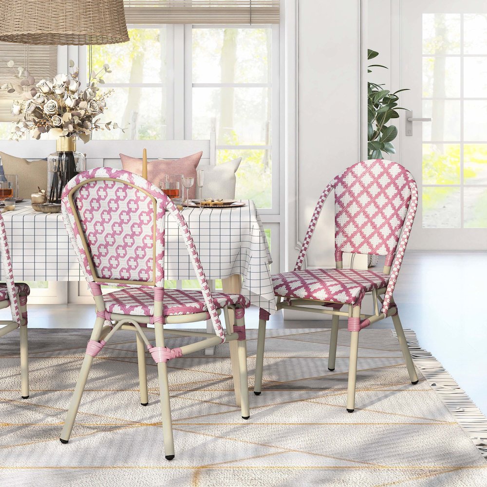 Misea Transitional Aluminum Woven Patio Chair (Set of 2)